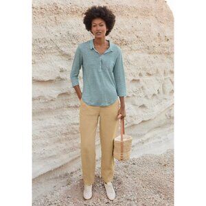 Poetry Tapered Leg Trouser Heavy Linen Pale Yellow Women's Plus Size 18